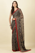Black  Chiffon Floral Printed Saree
