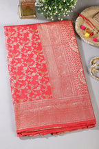 Red Floral Zaal Woven Silk Banarasi Saree
