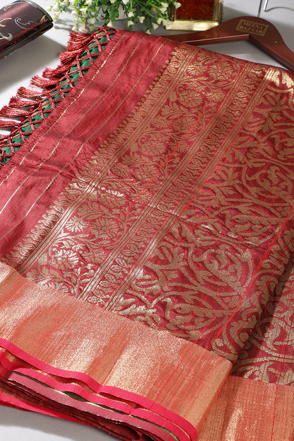Green & Maroon Cotton Silk Zari Woven Saree