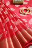 Venetian Red Color Block Printed Cotton Silk Saree