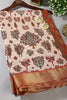 Beige & Red Color Tree-Like Structures Printed Tussar Silk Saree