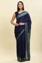 Navy Crepe Printed Saree