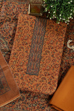 Mustard Pashmina Digital Printed Unstitched Suit Fabric