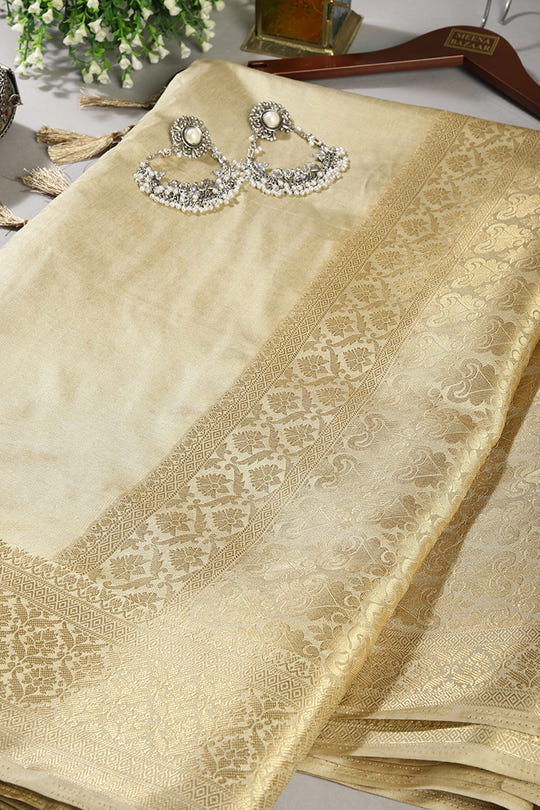 Beige Color Woven Silk Saree