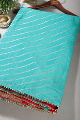 Turquoise  Modal Silk Saree with Zari Pinstripes