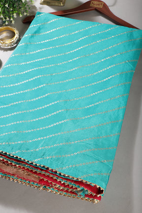 Turquoise  Modal Silk Saree with Zari Pinstripes