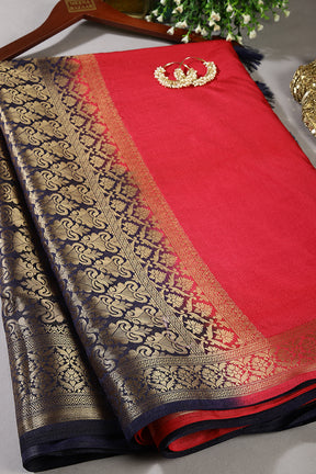 Persian Red & Navy Ombré  Silk Zari Woven Saree