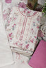 Cream & Pink Chanderi Cotton Floral Printed And Embroidered Unstitched Suit