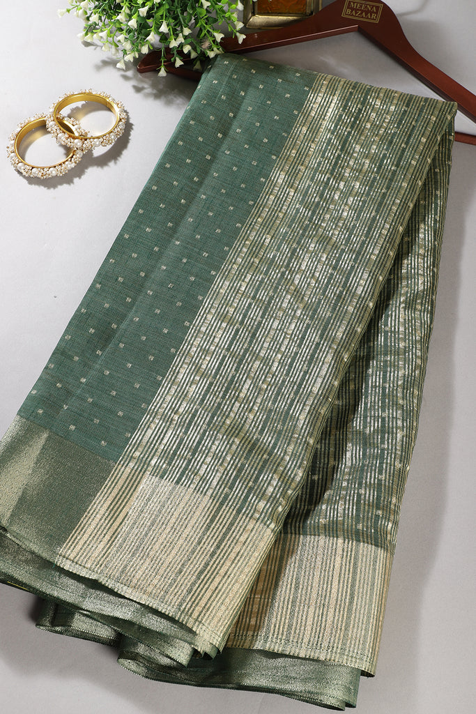 Lunar Green Zari Woven Silk Saree