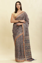 Navy Cotton Silk Floral Boota Printed Saree