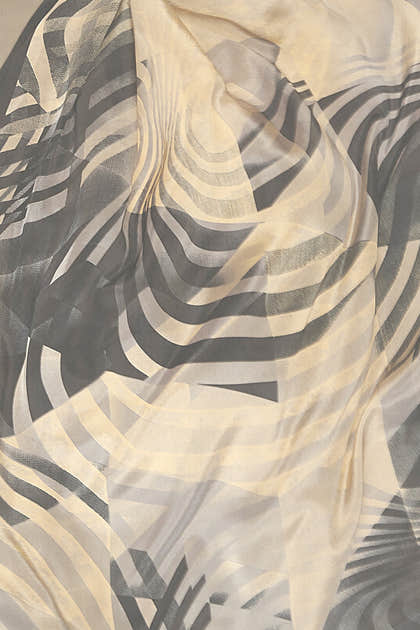 Beige & Black Printed Crepe Silk Saree