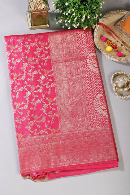 Rani Floral Zaal Woven Silk Banarasi Saree