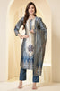 Blue Color Chanderi Silk Printed Straight Suit