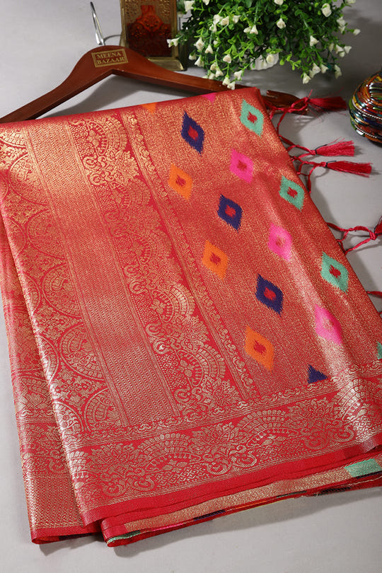 Fuchsia Pink Color Silk Resham and Zari Woven Saree