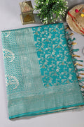 Teal Floral Zaal Woven Silk Banarasi Saree