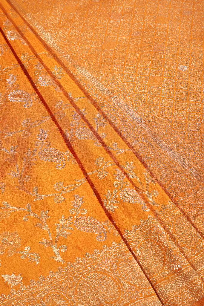 Mustard Colour Zari Woven South Silk Saree