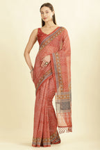 Rust Bandhani Printed Cotton Saree