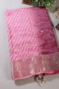 Pink & Wine Jaipuri Silk Leheriya Printed And Embroidered Saree