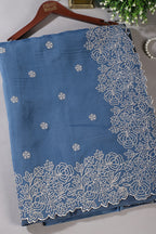 Blue Tissue Resham Embroidered Saree