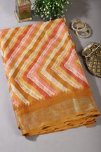 Mustard Chiffon Lehariya Printed Saree