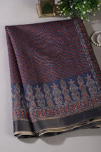 Blue & Rust Color Cotton Printed Saree