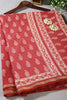 Maroon Color Cotton Hand-Block Style Printed Saree