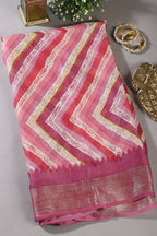Mauve Chiffon Lehariya Printed Saree
