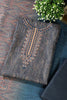 Navy Pashmina Printed And Neck Embroidered Unstitched Suit Material