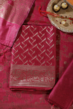 RanI Colour Zari Woven Silk Unstitched Suit Material