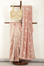 Pink Color Pure Tissue Silk Saree with Pearl and Zardozi Handwork