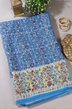 Blue Chiffon Bandhani Printed Saree
