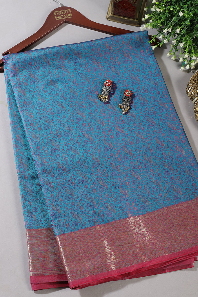 Blue Color Cotton Silk Resham & Zari Woven Saree