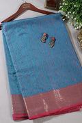 Blue Color Cotton Silk Resham & Zari Woven Saree