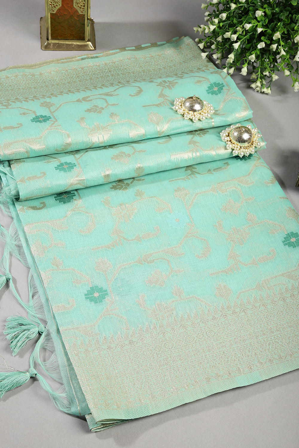 Turquoise Color Kota Woven Silk Saree