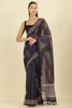 Navy Organza Cotton Printed Saree