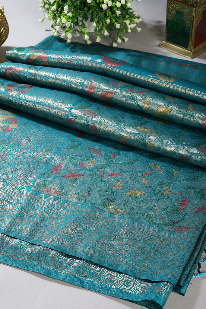 Eastern Blue Color South Soft Silk Woven Saree