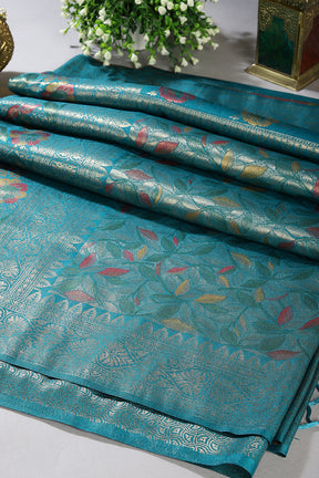Eastern Blue Color South Soft Silk Woven Saree