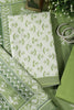 Light Green Floral Block Print Cotton Unstitched Suit Fabric