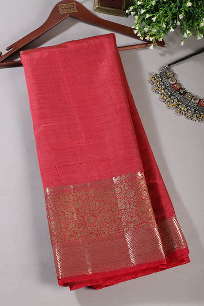 Carmine Red Cotton Silk Woven Saree