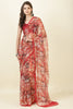 Red Floral Printed Chiffon Saree