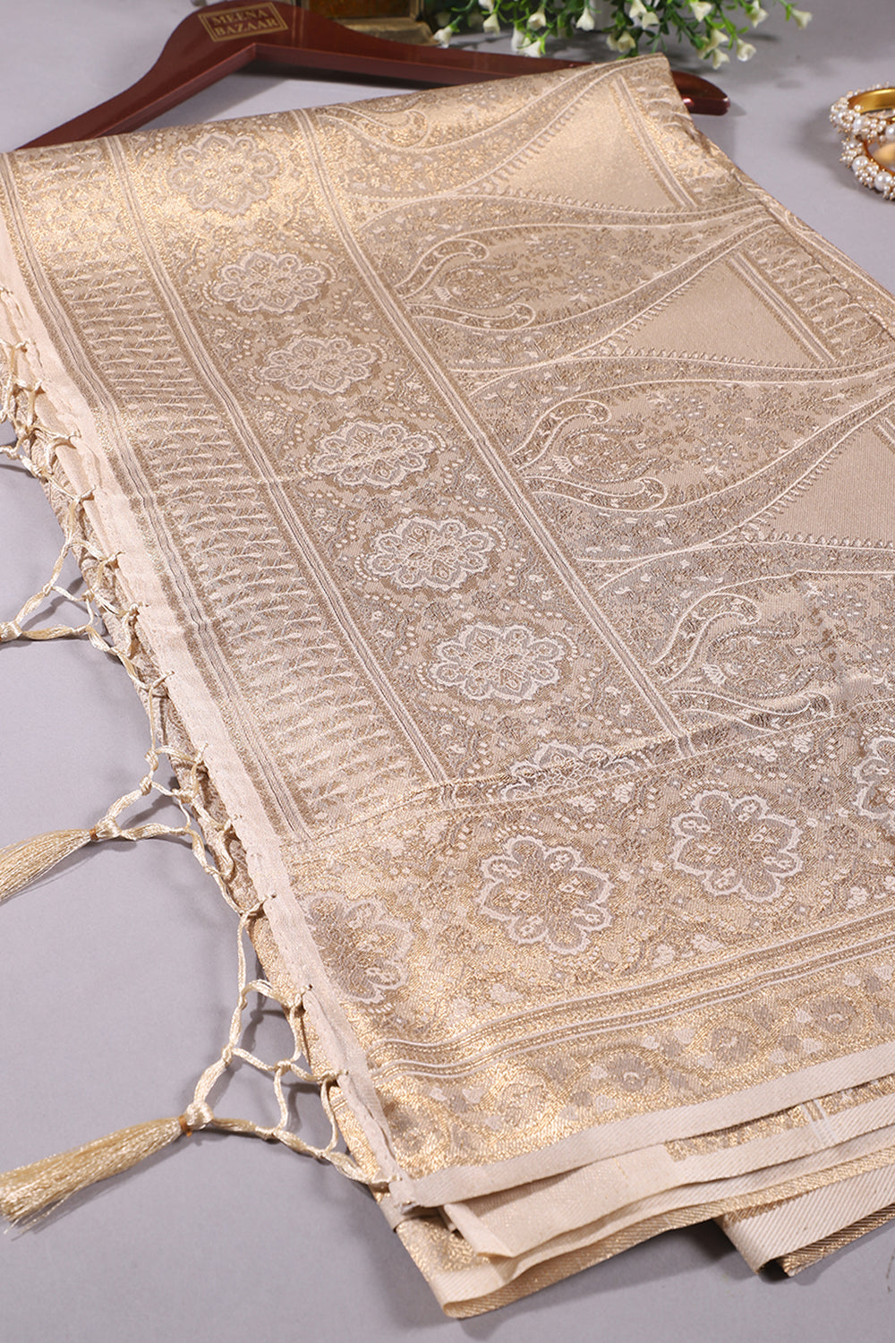 Cream Colour Silk Zari Woven Saree