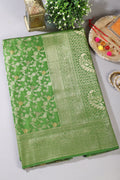 Green Floral Zaal Woven Silk Banarasi Saree