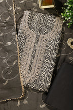 Grey Cotton Digital Printed & Neck Embroidered Unstitched Suit
