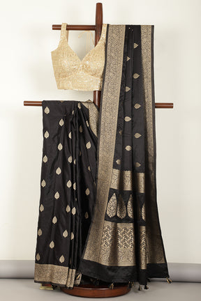 Black Color South Silk Zari Woven Saree