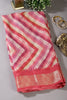 Coral Pink Chiffon Lehariya Printed Saree