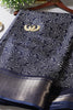 Navy Colour Printed & Woven Cotton Silk Saree