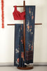 Navy Jacquard Silk Lasa Printed Saree