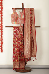 Maroon Silk Resham & Zari Woven Saree