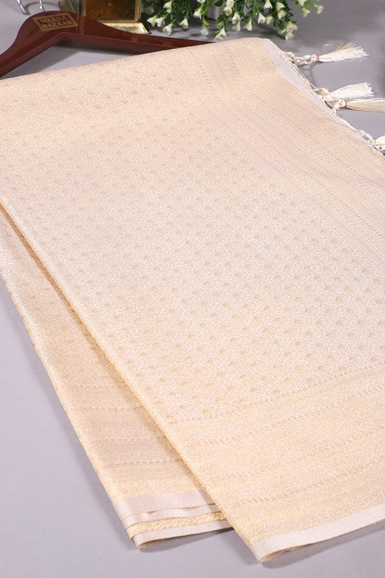Cream Colour Soft Silk Leheria Zari Woven Saree