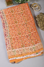 Mustard Printed Chiffon Saree